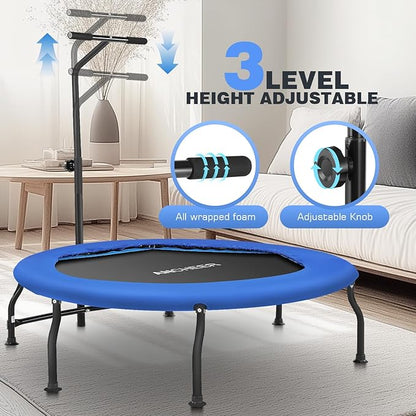 ANCHEER 50" Rebounder Trampoline for Adults- 2025 Foldable Mini Trampoline with Bar- Exercise Trampoline for Adults, Max Load 450lbs/550lbs, for Indoor/Garden Workout