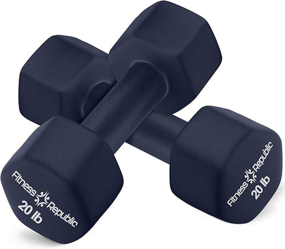 Neoprene Dumbbell Set of 2, Non-Slip, Hex Shape, Free Weights Set for Muscle Toning, Strength Building, Weight Loss - Portable Weights for Home Gym Hand Weight