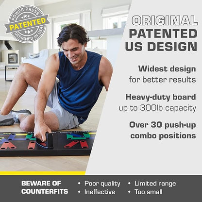 Push Up Board – Foldable Push Up Board for Men and Women, Push Up Handles with 30+ Color Coded Combo Positions for Exercise – At Home Workout Equipment Men, Pushup Board, Original