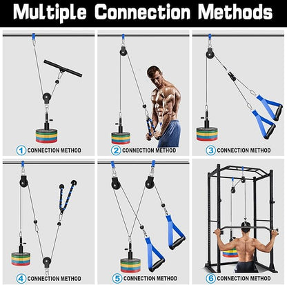 Weight Cable Pulley System Gym, Upgraded Cable Pulley Attachments for Gym LAT Pull Down, Biceps Curl, Tricep, Arm Workouts - Weight Pulley System Home Gym Add On Equipment