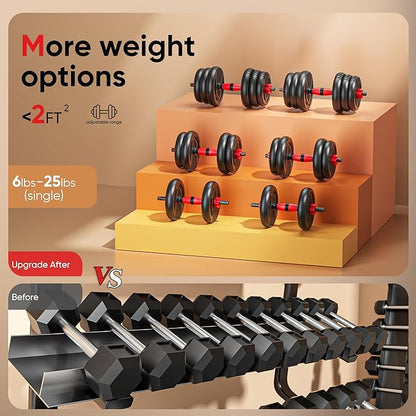 Adjustable Dumbbells, 10/20/30/45/70/90lbs Free Weight Set with Connector, 4 in1 in1 Dumbbells