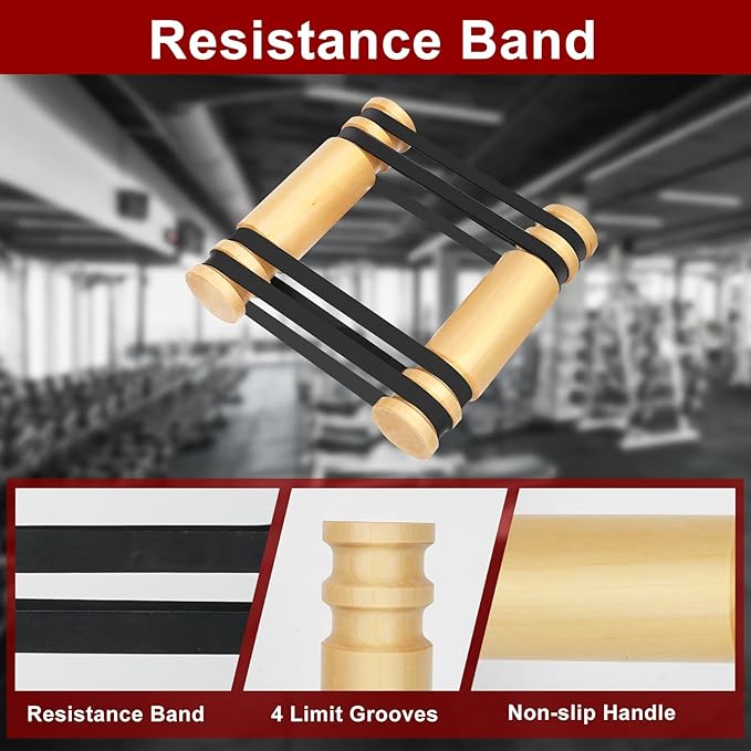 Upgraded Rip Stick - Wooden Rpistick with 6 Elastic Band, Arm Exercise Equipment, Shoulder and Resistance Training, Chest and Core Workout Equipment, Muscle Building Accessories, Home, Gym, Adjustable