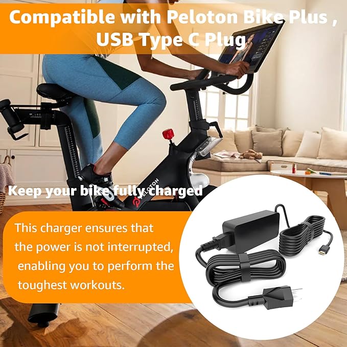 Charger for Peloton Bike Plus Power Cord, Replacement for Peloton Bike Plus Fitness Bike Console Power Cord (NOT for Original Bike), ONLY Compatible with PL-02