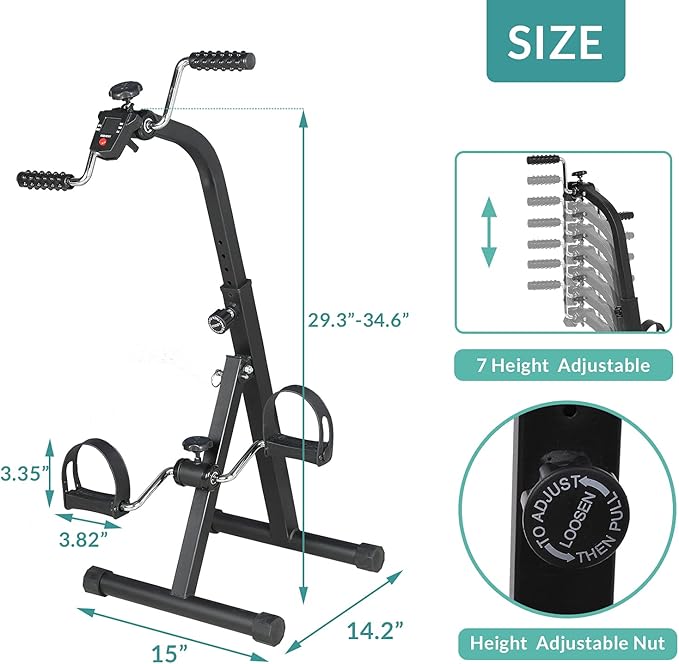 MEETWARM Pedal Exerciser - Hand Arm Leg & Knee Recovery Cycle Medical Peddler - Fitness Rehab Equipment Machine While Sitting for Seniors Elderly - Total Body Exercise Bike Pedals at Home