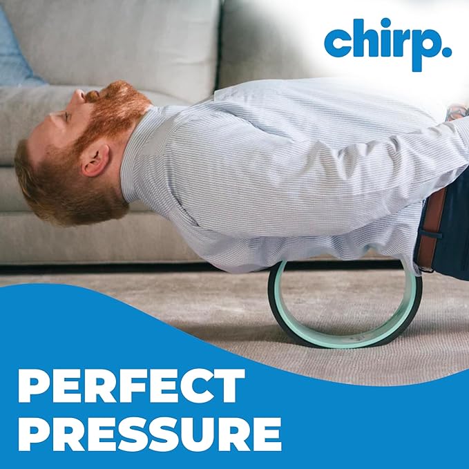 Chirp Wheel XL - Super Comfort Back Massage Foam Roller - Wider Back Stretcher, Plush Cushion, Enhanced Stability, Spinal Protection, Trigger Point Pressure, Back Cracking Device, Holds Up to 500 lbs