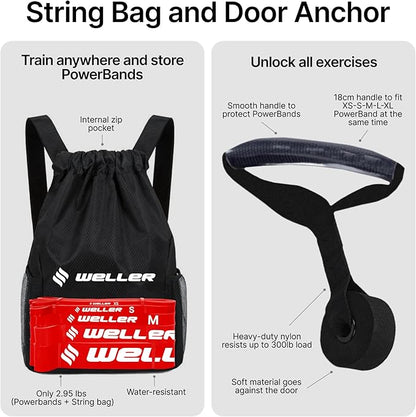 Weller Powerband. Free Workout iPhone App, Loop Bands to Build Muscle, Home Gym, Fitness, Workout, Exercise, Heavy Duty, Powerlifting, Pull-up, Mobility, Stretching, Warm up