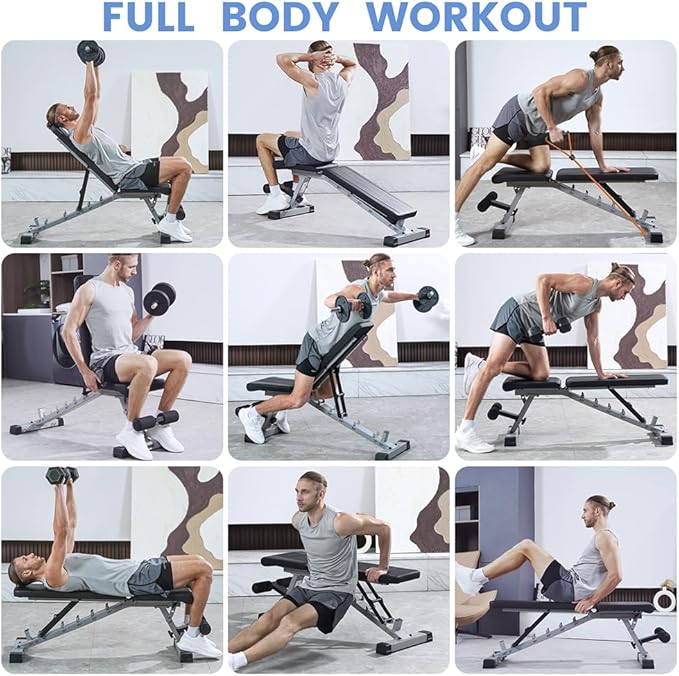 Adjustable Weight Bench Professional Utility Heavy Duty Workout Bench Incline Decline Flat Multi-Purpose Bench Press