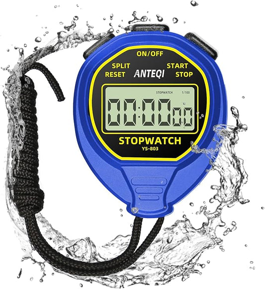 Waterproof Stopwatch Timer, Large Display Simple Silent Stop Watch with ON/Off Function No Clock No Calendar No Alarm Basic Operation for Sports Coaches Swimming Running Training,Blue