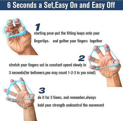 Hand Grip Strengthener, Finger Exerciser, Grip Strength Trainer (6 PCS),New Material,Forearm Grip Workout, Finger Stretcher, Relieve Wrist Pain, Carpal Tunnel (Large)