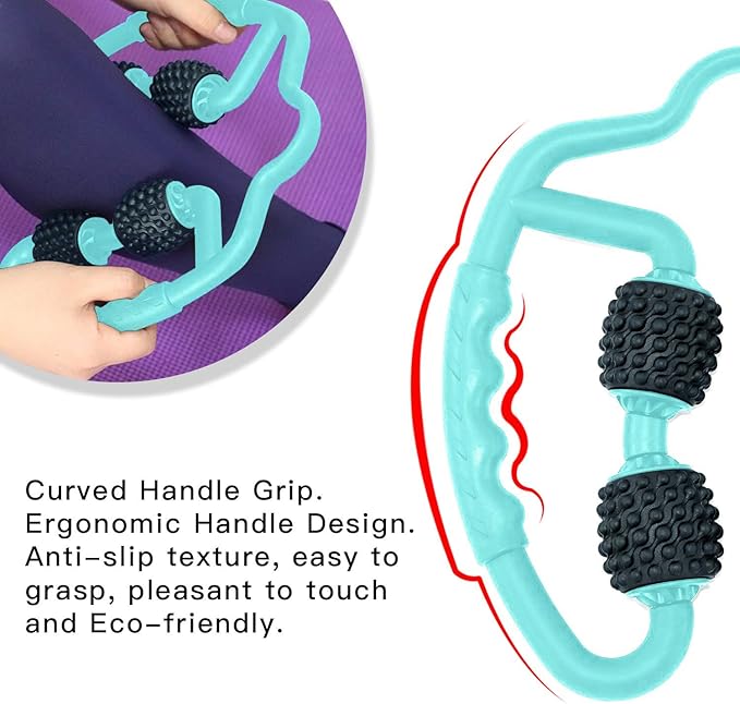 Upgraded Six-Wheel Muscle Roller - Arm & Leg Massager, Forearm & Calf Roller, Tennis Elbow Brace for Men, Carpal Tunnel & Tendonitis Relief, Perfect for Wrist, Hand, Foot, & Thigh