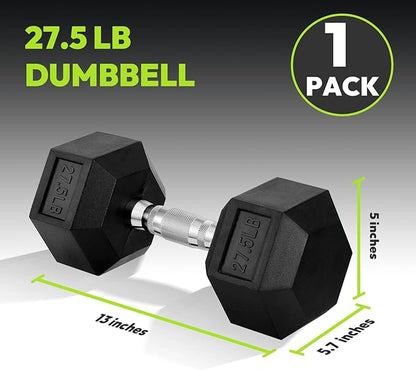 Hex Dumbbell Set, 3-100 lb Rubber Encased Exercise & Fitness Dumbbells, Weights Dumbbells Set of 2, Hand Weight for Strength Training (Single, Pair, Set)