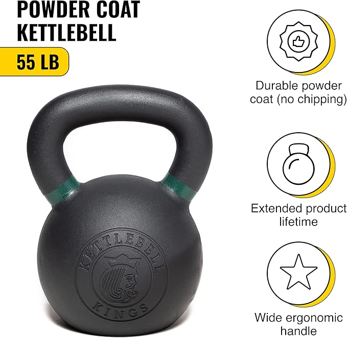 Kettlebell Kings Powder Coated Kettlebell Weights 5-90 LB | Workout Gym Equipment & Strength training sets for Women & Men | Durable Coating for Grip Strength, Rust Prevention