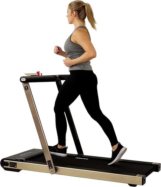 Sunny Health & Fitness ASUNA Slim Flat Folding Treadmill, Motorized with Low Profile, Speakers & Space Saving - 8730