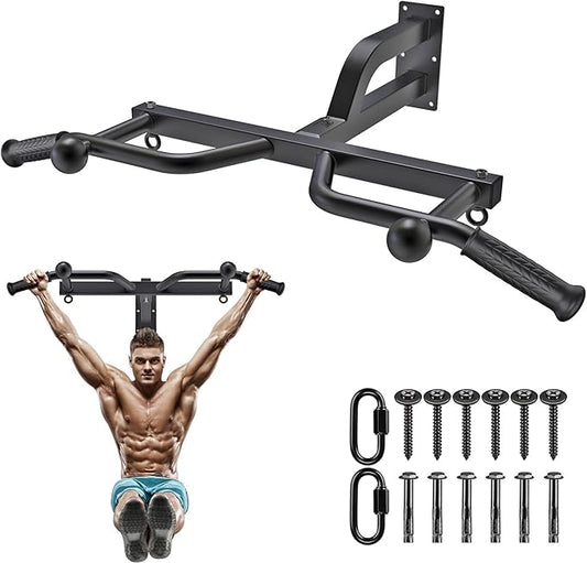 Kipika Heavy Duty Wall Mounted Pull Up Bar, Multifunctional Chin Up Bar, Adjustable Pull Up Bands for Chin Ups, Body Workout Home Gym System, Punching Bag Hanger, Resistance Bands Training