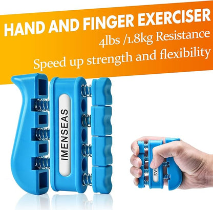 Grip Strength Trainer 7 Pack Adjustable Hand Gripper, Finger Stretcher Resistance Extensor Bands, Finger Exerciser, Grip Strength Ring & Stress Ball, Hand Grip Strengthener, Black