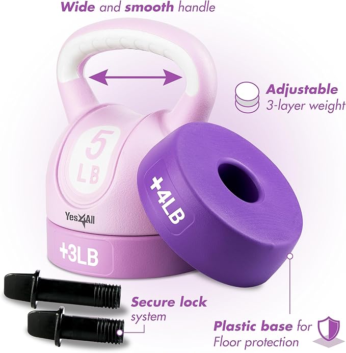 Yes4All Kettlebell Sets - Adjustable Kettlebell Set for Strength Training - Kettlebells Adjustable Weight for Versatile Workouts