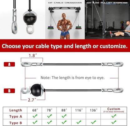 SYL Fitness Gym Replacement Cable Heavy Duty Steel Wire Rope for Home Gym Cable Pulley Machine Accessories