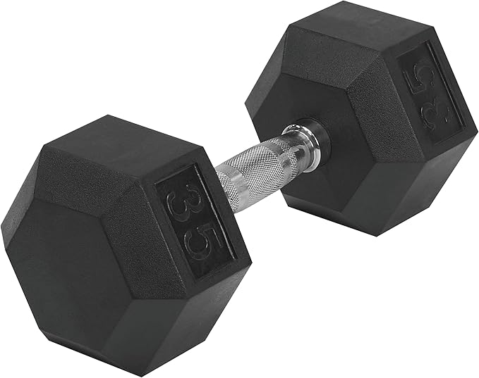 Hex Rubber 35Lb Each Dumbbell (1 Dumbbell)