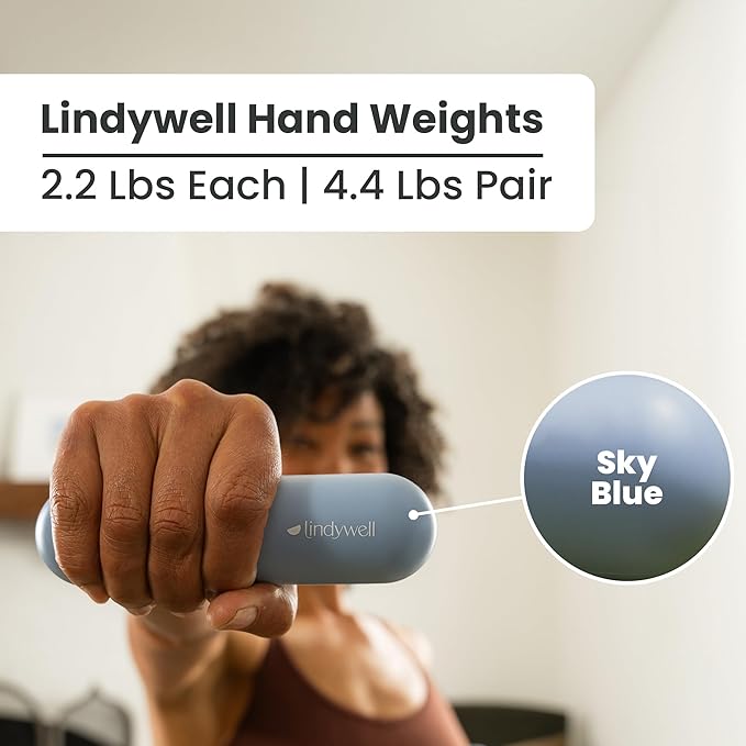 Lindywell Soft Grip Hand Weights, 2.2lb Set of 2 - Hand Weights For Women & Men, Fine-Toning, Pilates, Physical Therapy, Travel-Comfortable, Durable Fitness Equipment For Full-Body Workout & Strength