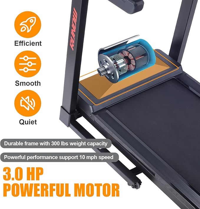 RUNOW Treadmill with Incline, Perfect as Treadmills for Home Walking and Running, Foldable Treadmill Support Bluetooth and Customized Programs, Easy Assembly Exercise Machine