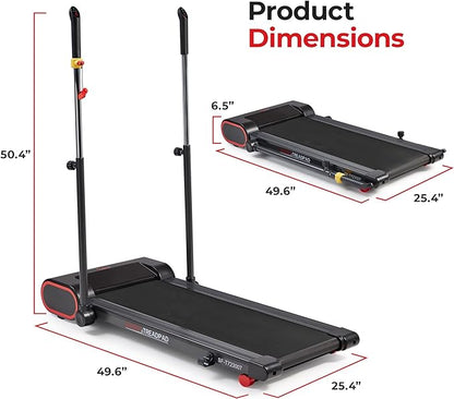 Sunny Health & Fitness Slim Under Desk Walking Compact Treadpad Treadmill with Remote Control, LCD Display, Optional SunnyFit App Enhanced Bluetooth Connectivity