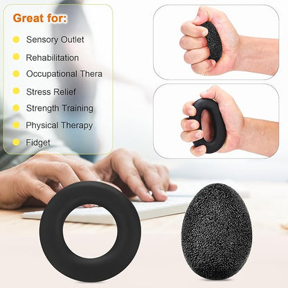 Grip Strength Trainer with Hand Grip Strengthener, Finger Exerciser, Hand Extension Exerciser and Forearm Workout Ring for Muscle Building and Injury Recovery for Athletes