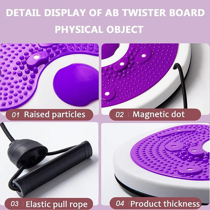 Ab Twist Waist Disc Board,Adjustable Waist Trainer Twisting Disc with Handles,Waist Slimming Balance Rotating Disc with Massage Foot Sole，Waist Twister - Turntable for Slimming.