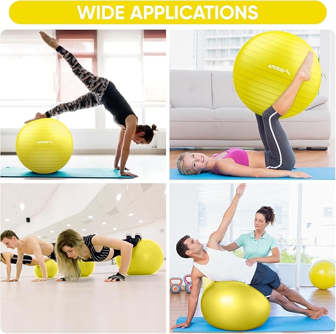 APEXUP Yoga Ball Exercise Ball, Pilates Ball, Anti Slip Stability Ball, Heavy Duty Gym Ball for Fitness, Balance, Core Workout, Physical Therapy