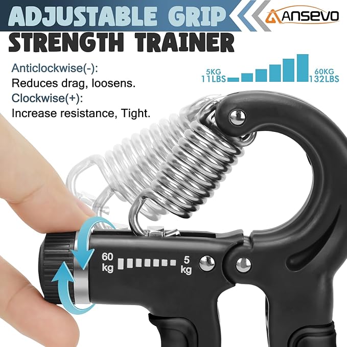 Hand Grip Strengthener with Counter, Adjustable Resistance - Forearm Trainer, Grip Strengthener, and Hand Strengthening Device for Athletes