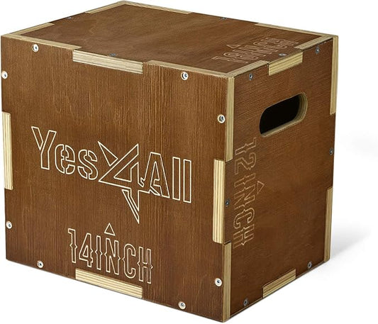 Yes4All 3-in-1 Wooden Plyo Box - Plyometric Jump Box for Home Gym and Outdoor Workouts, 450 lbs Box Jump