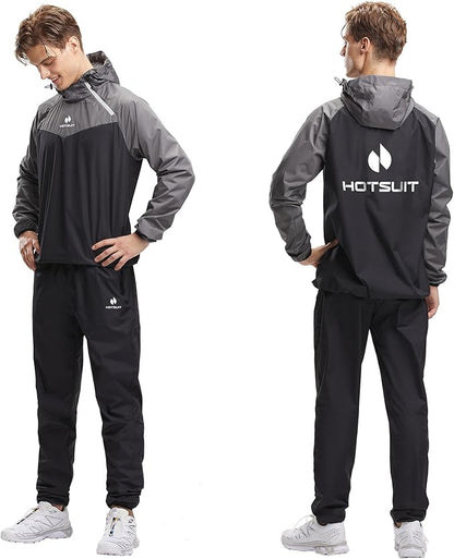 HOTSUIT Sauna Suit for Men Sweat Sauna Jacket Pant Gym Workout Sweat Suits