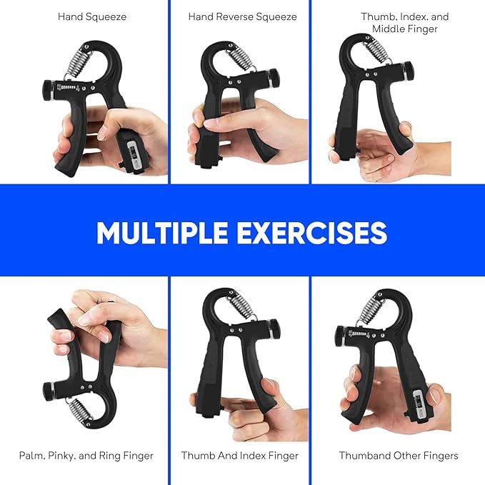 Hand Grip Strengthener, Grip Strength Trainer Adjustable Resistance 11-132Lbs (5-60kg) for Muscle Building and Injury Recovery for Athletes