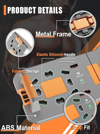Push Up Board Fitness, reinforced with durable metal frame, Pushup board, Portable & Foldable Push Up Bar Set for Home Gym Fitness, Pushup Handles, Resistance Bands, Ab Roller, etc.