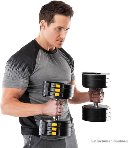 Marcy Adjustable Dumbbell System 6 Dumbbells-in-1 up to 50lbs, Single - ADDB-6198