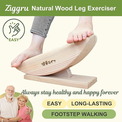 Kenko Life Ziggru Natural Wood Leg Exerciser While Sitting for Seniors | Japanese Wooden Low Impact Exercise Equipment, Steppers, Rehabilitation, Physical Activity for Elderly Over 80 Over 70