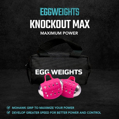 Egg Weights Knockout Max 5.0 lbs Set Bismuth Hand Weights with Anti-Slip Silicone Rubber Finger Loop for Shadowboxing, Kickboxing for Men and Women - 2 Eggs, 2.5 lbs Each + Free E-Book Workout Guide