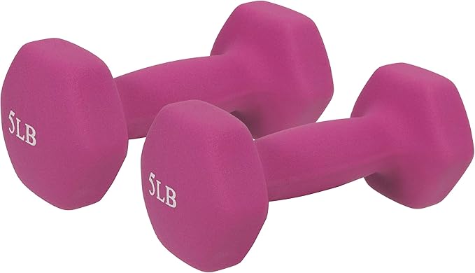 Sunny Health & Fitness Neoprene Coated Hex Shaped Dumbbell Non-Slip Fitness Weights for Home Gym Exercise, Full Body Workout Strength Building, Weight Loss, Sold in Pairs - Sizes - 2LB, 5LB, 8LB, 10LB