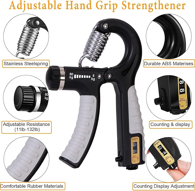 Grip Strength Trainer with Forearm Strengthener, Hand Grip Strengthener, Hand Extension Exerciser, Stress Relief Ball and Hand Grip Strengthener for Muscle Building and Injury Recover(5 PCS)