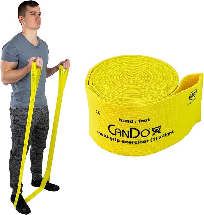 CanDo Multi-Grip 6 Foot Exercise Resistance Band with Hand/Foot Loops for Total Body Workouts, Training, Rehab, Stretching and Therapy