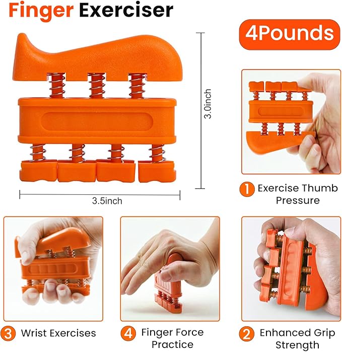 Grip Strength Trainer Kit,Finger Strengthener,Hand Grip Strengthener,Hand Extension Exerciser,Stress Relief Ball and Forearm Workout Ring for Muscle Building and Injury Recovery for Athletes