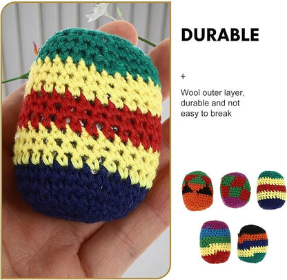 Outdoor Bean Bags 5 Pieces Funny Hacky Ball Sacks Assoerted Colors Woven Kickball Soft Knitted Kick Balls for Beginners Outdoor Playset