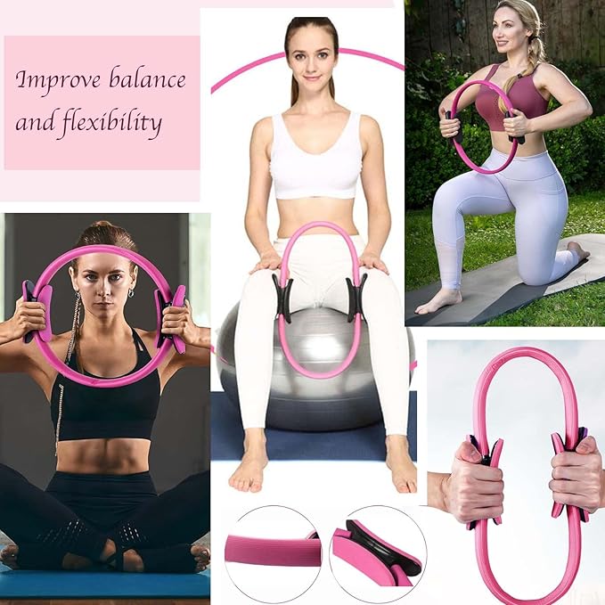 Pilates Ring and Ball Set with 8 Resistance Bands Non Slip Pilates Socks 9 in Exercise Ball Arm Exerciser for Legs Arms and Thighs Yoga Accessories for Women at Home Workout Equipment