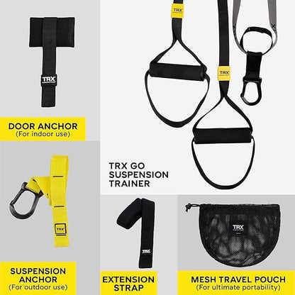 TRX GO Suspension Trainer System, Full-Body Workout for All Levels & Goals, Lightweight & Portable, Fast, Fun & Effective Workouts, Home Gym Equipment or for Outdoor Workouts, Grey