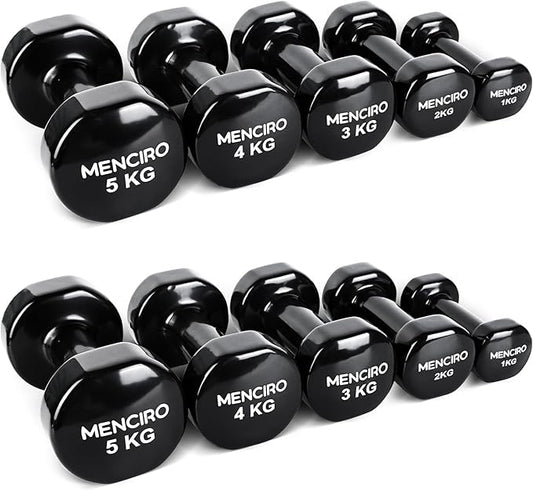 MENCIRO Dumbbells Set of 2 for Home Gym, 1KG - 5KG Hand Weight Set for Exercise and Fitness