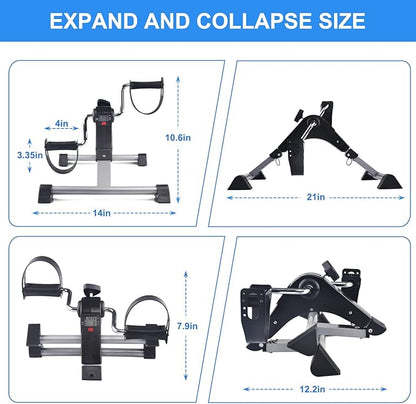 Under Desk Bike Pedal Exerciser for Seniors - Foldable Mini Exercise Bike Foot Pedal Exerciser with LCD Display, Peddler Exerciser for Legs and Arms Sitting Workout