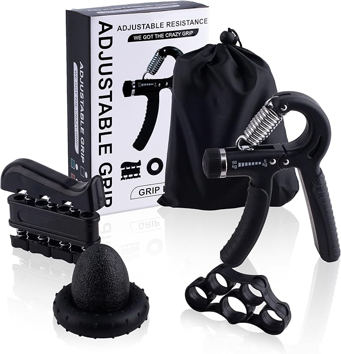 Open up to love Hand Grip Training Kit, adjustable grip, finger stretcher, finger exerciser, grip ring and stress ball, easy to carry and suitable for exercise anywhere