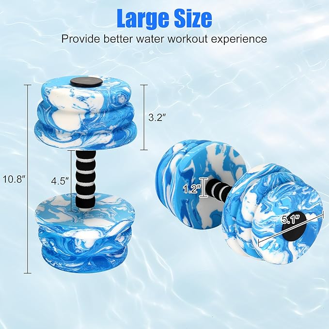 Aquatic Exercise Dumbbells, Water Dumbbells, 2PCS Foam Barbells for Men Women Water Workouts