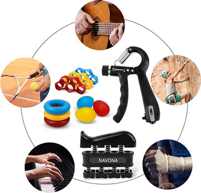 13PCS Hand Grip and Forearm Strengthener kits, Adjustable Hand Exerciser and Finger Stretcher, Finger strengthener, Finger exerciser,Stress Ball,Grip Ring for Muscle Building, Recover Hand Injure