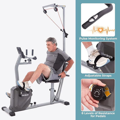 by Innova RBE3000 Recumbent Bike with Arm & Hand Exercisers, 350 lb Weight Capacity, Cross Training, Pulse Monitoring