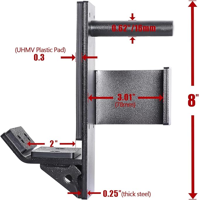 SYL Fitness J-Hooks for Squat/Power Rack - Available in 2"x2" and 3"x3", Heavy Duty J-Cups Barbell Holder with UHMV Pads